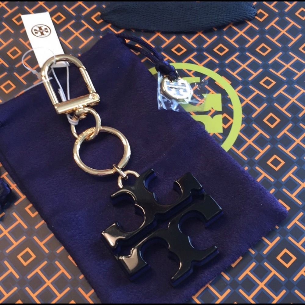 TORY BURCH BLACK AND BLUE KEY FOB